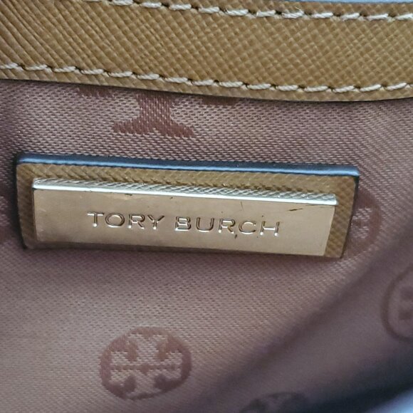 Tory Burch Robinson Tan Saffiano Leather Logo Shoulder Bag Chain Crossbody - Picture 11 of 15